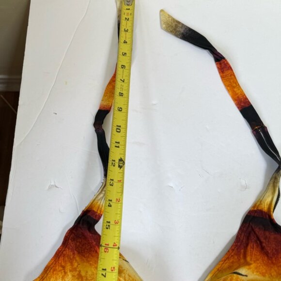 Fantasizer NEW Faux Wrap Halter 1 Piece Swimsuit Gradient Sunset Support Cups 16 - Picture 13 of 16